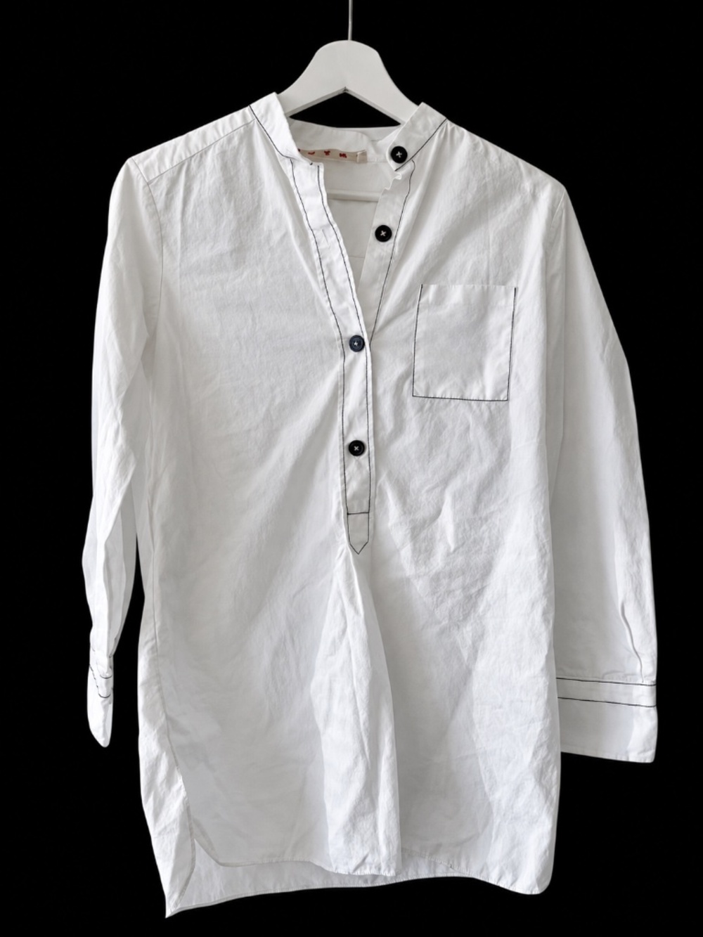 Marni Shirt White Cotton Popover Tunic Blouse XS